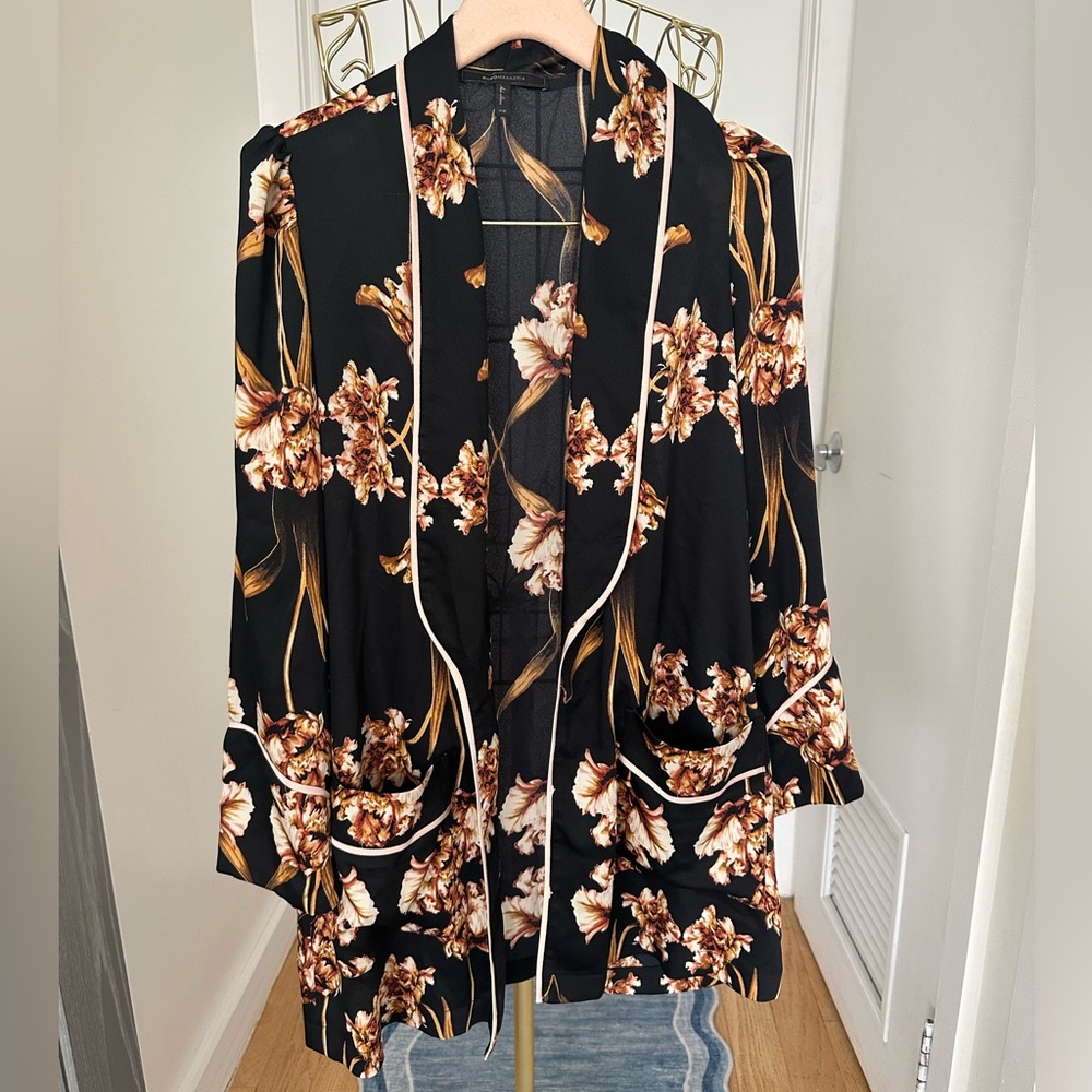BCBGMaxAzria Floral Black Blazer